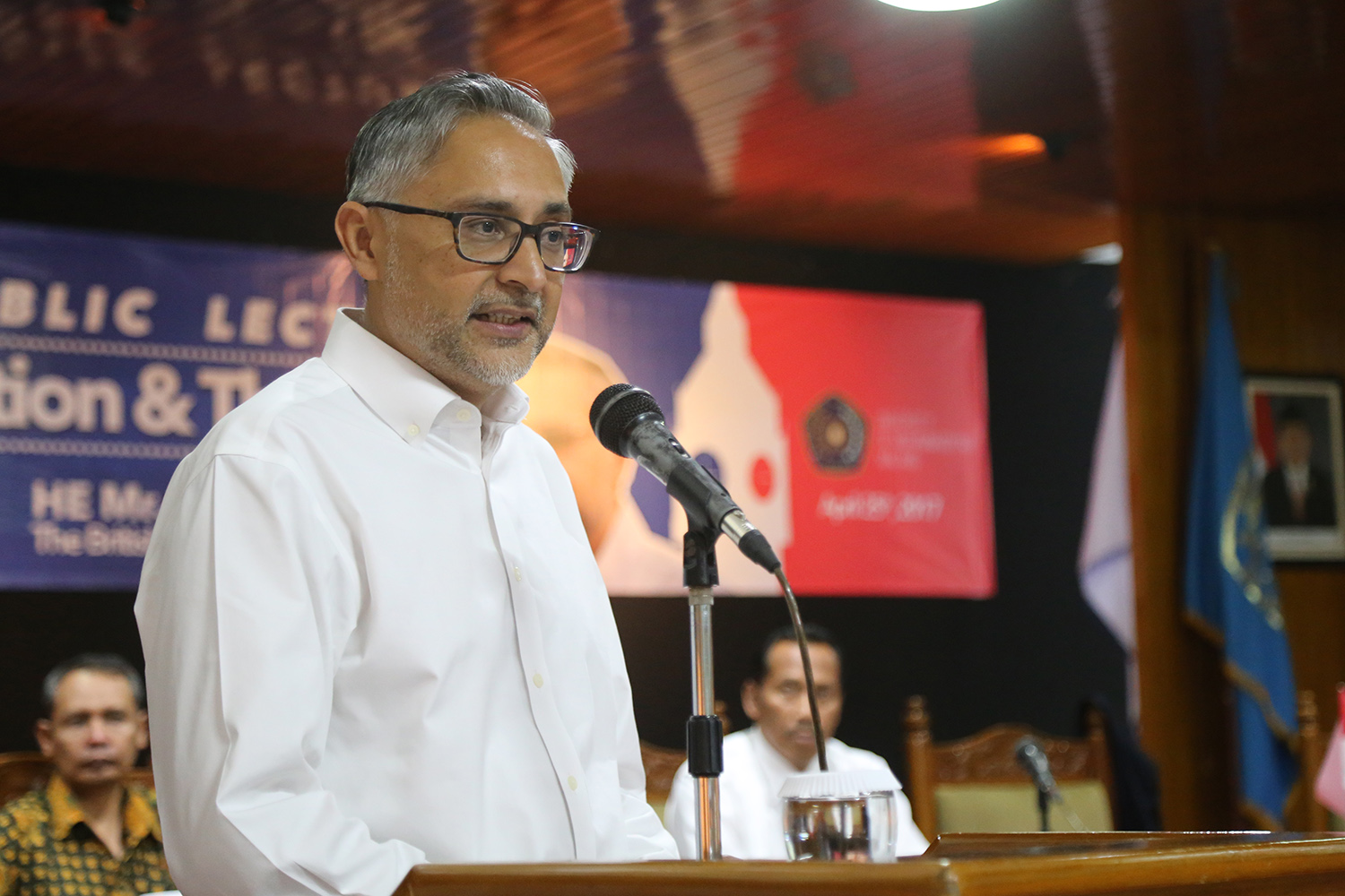   British Ambassador to Indonesia, Mr. Moazzam Malik during his speech about "Islam, Education 